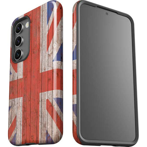 United Kingdom Flag Dark Wood Galaxy S23 Pro Case