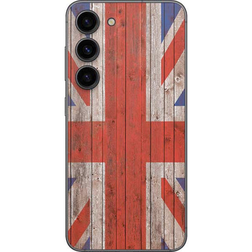 United Kingdom Flag Dark Wood Galaxy S23 Skin