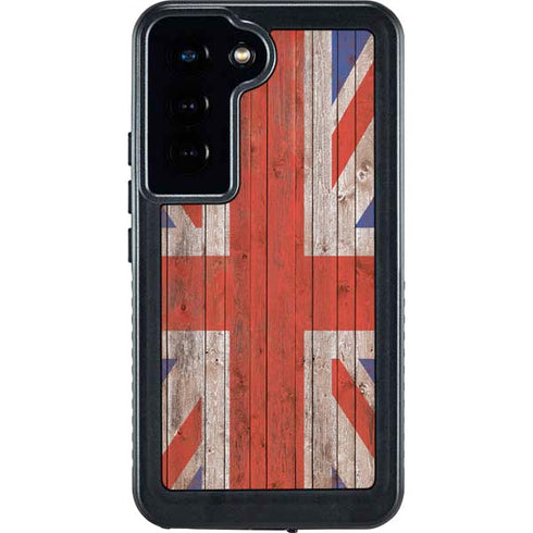 United Kingdom Flag Dark Wood Galaxy S23 Waterproof Case