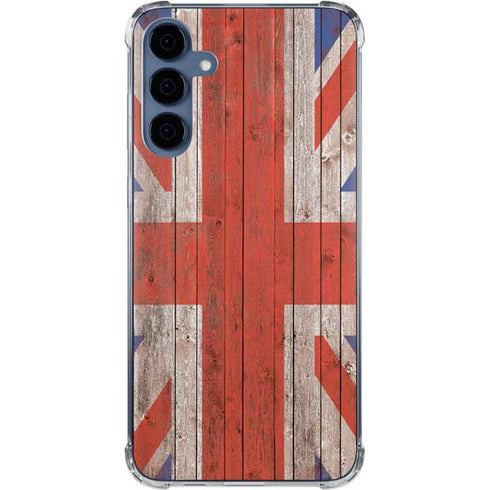 United Kingdom Flag Dark Wood Galaxy S24 Clear Case