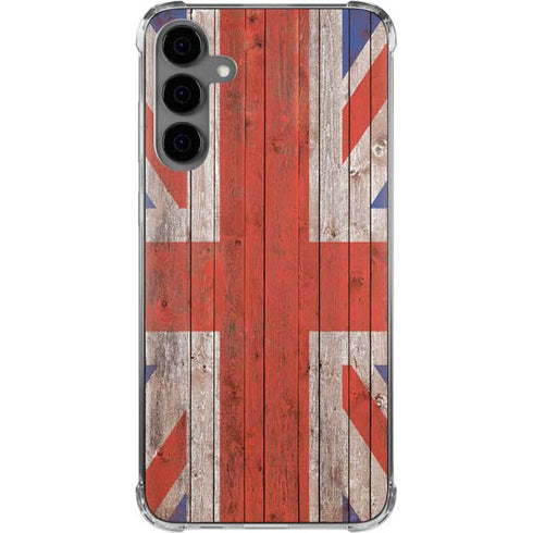United Kingdom Flag Dark Wood Galaxy S24 Plus Clear Case