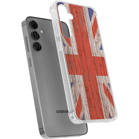 United Kingdom Flag Dark Wood Galaxy S24 Plus Clear Case
