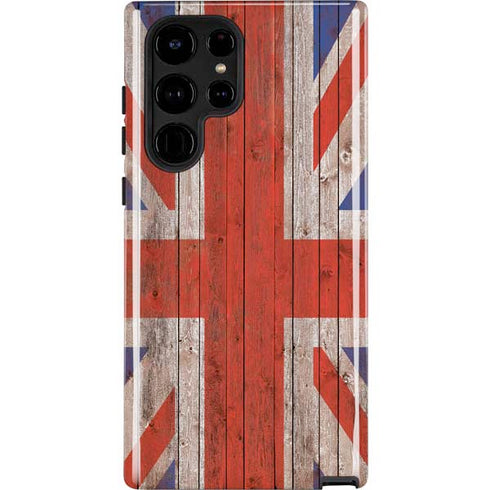 United Kingdom Flag Dark Wood Galaxy S24 Ultra Impact Case