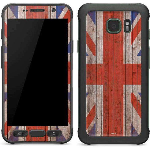 United Kingdom Flag Dark Wood Galaxy S7 Active Skin