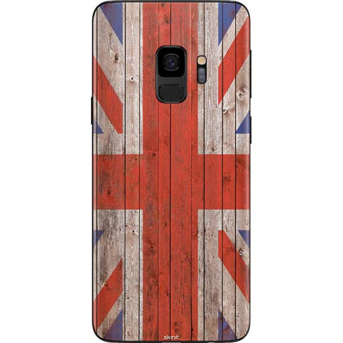 United Kingdom Flag Dark Wood Galaxy S9 Skin