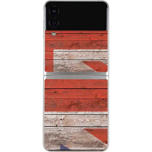 United Kingdom Flag Dark Wood Galaxy Z Flip3 5G Skin
