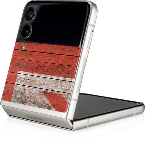 United Kingdom Flag Dark Wood Galaxy Z Flip3 5G Skin