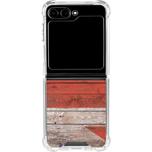 United Kingdom Flag Dark Wood Galaxy Z Flip5 5G Clear Case