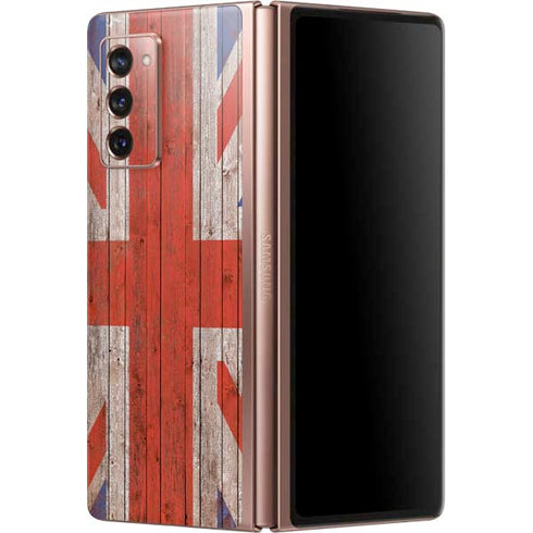 United Kingdom Flag Dark Wood Galaxy Z Fold2 5G Skin