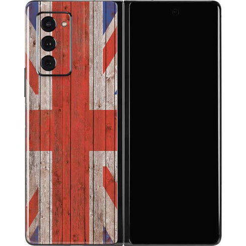 United Kingdom Flag Dark Wood Galaxy Z Fold2 5G Skin