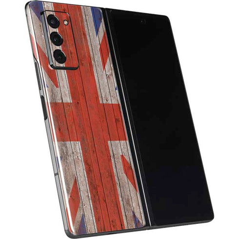 United Kingdom Flag Dark Wood Galaxy Z Fold2 5G Skin