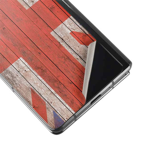 United Kingdom Flag Dark Wood Galaxy Z Fold2 5G Skin
