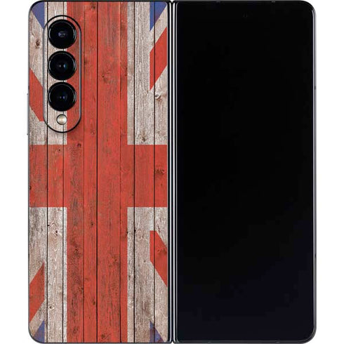 United Kingdom Flag Dark Wood Galaxy Z Fold4 5G Skin