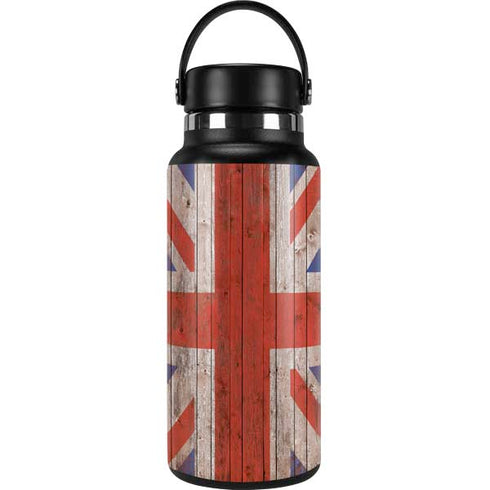 United Kingdom Flag Dark Wood Hydro Flask 32oz Wide Mouth Skin