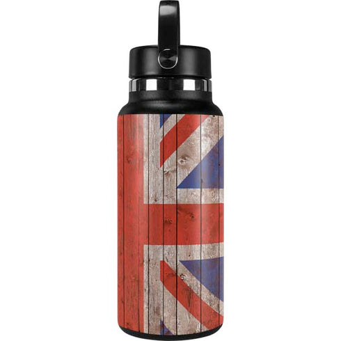United Kingdom Flag Dark Wood Hydro Flask 32oz Wide Mouth Skin