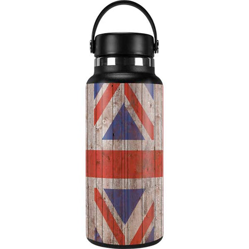 United Kingdom Flag Dark Wood Hydro Flask 32oz Wide Mouth Skin