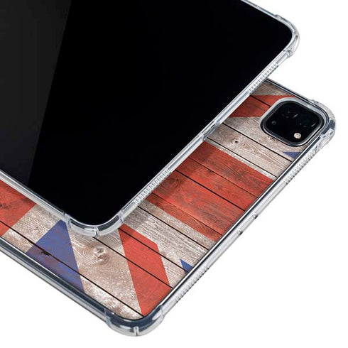 United Kingdom Flag Dark Wood iPad Pro 12.9in (2020) Clear Case