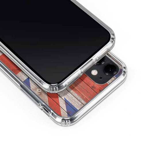 United Kingdom Flag Dark Wood iPhone 11 Clear Case