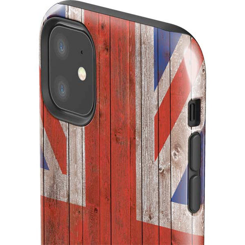 United Kingdom Flag Dark Wood iPhone 11 Impact Case