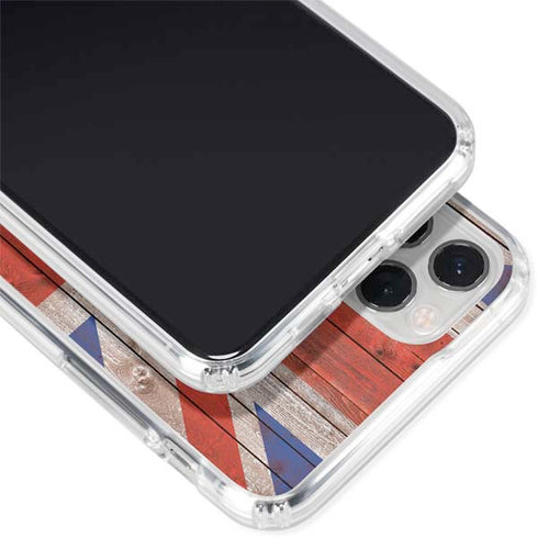 United Kingdom Flag Dark Wood iPhone 11 Pro Clear Case