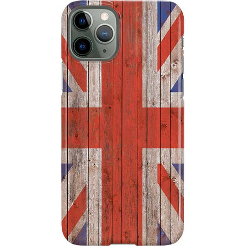 United Kingdom Flag Dark Wood iPhone 11 Pro Lite Case