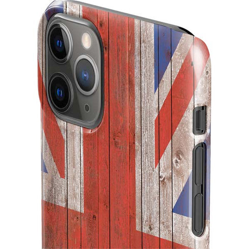 United Kingdom Flag Dark Wood iPhone 11 Pro Lite Case