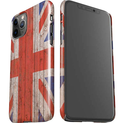 United Kingdom Flag Dark Wood iPhone 11 Pro Lite Case