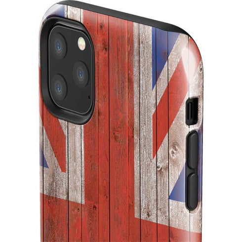 United Kingdom Flag Dark Wood iPhone 11 Pro Max Impact Case
