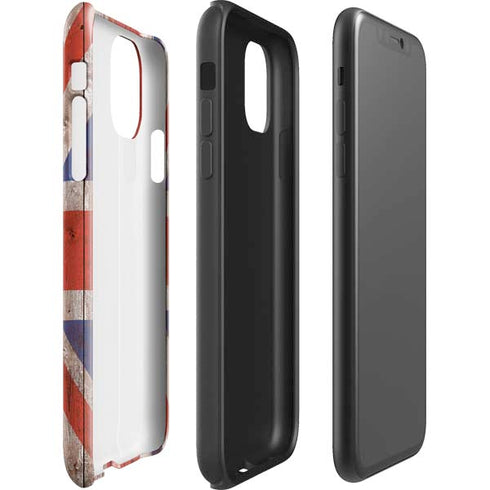 United Kingdom Flag Dark Wood iPhone 11 Pro Max Impact Case