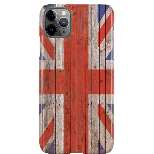 United Kingdom Flag Dark Wood iPhone 11 Pro Max Lite Case