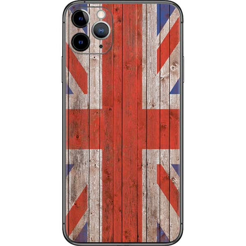 United Kingdom Flag Dark Wood iPhone 11 Pro Max Skin