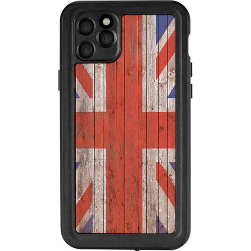 United Kingdom Flag Dark Wood iPhone 11 Pro Max Waterproof Case