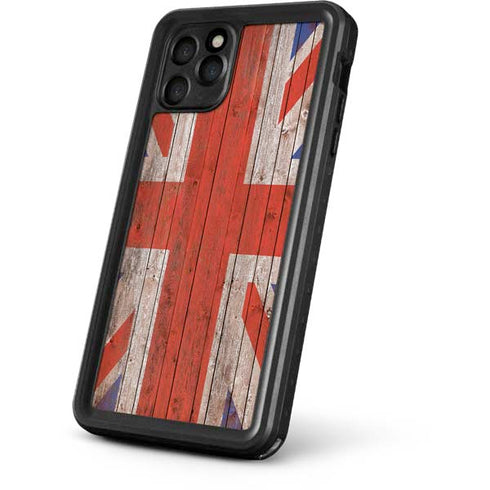United Kingdom Flag Dark Wood iPhone 11 Pro Max Waterproof Case