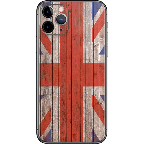 United Kingdom Flag Dark Wood iPhone 11 Pro Skin