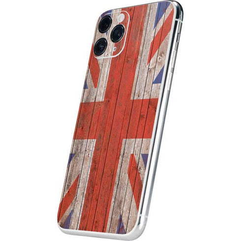 United Kingdom Flag Dark Wood iPhone 11 Pro Skin