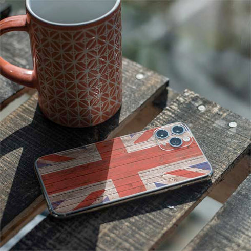 United Kingdom Flag Dark Wood iPhone 11 Pro Skin