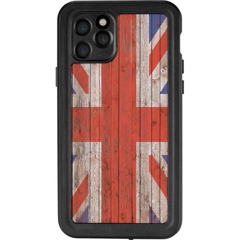 United Kingdom Flag Dark Wood iPhone 11 Pro Waterproof Case