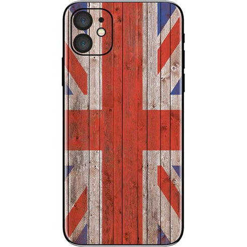 United Kingdom Flag Dark Wood iPhone 11 Skin