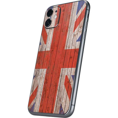 United Kingdom Flag Dark Wood iPhone 11 Skin