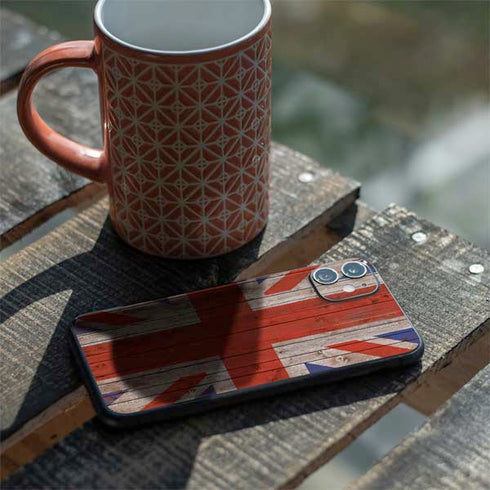 United Kingdom Flag Dark Wood iPhone 11 Skin
