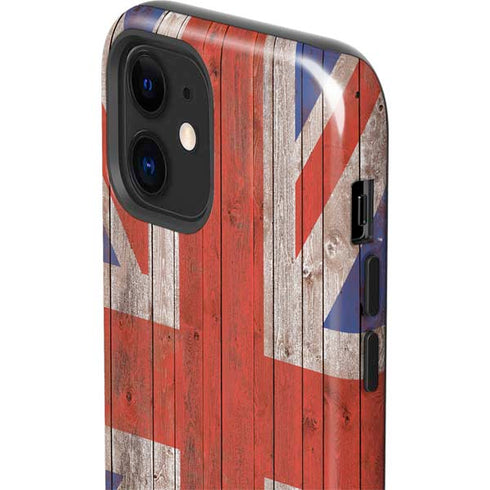 United Kingdom Flag Dark Wood iPhone 12 Impact Case