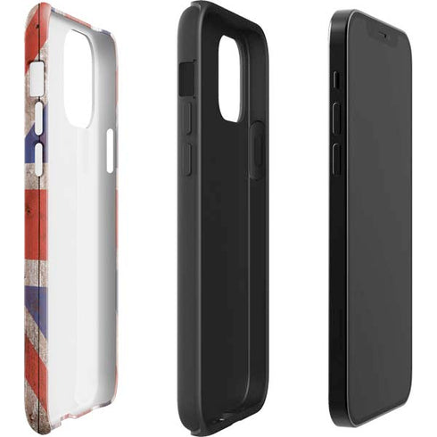 United Kingdom Flag Dark Wood iPhone 12 Impact Case