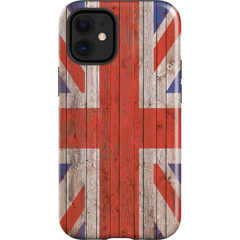 United Kingdom Flag Dark Wood iPhone 12 Mini Impact Case