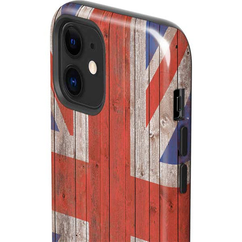 United Kingdom Flag Dark Wood iPhone 12 Mini Impact Case