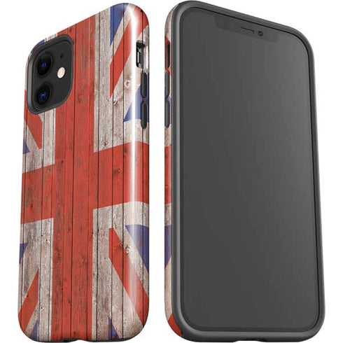 United Kingdom Flag Dark Wood iPhone 12 Mini Impact Case
