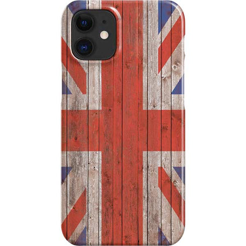 United Kingdom Flag Dark Wood iPhone 12 Mini Lite Case