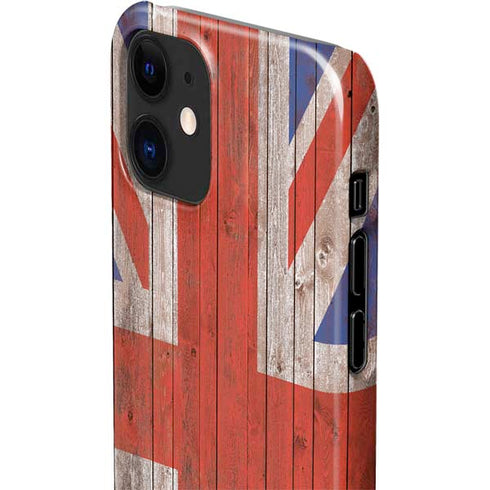 United Kingdom Flag Dark Wood iPhone 12 Mini Lite Case