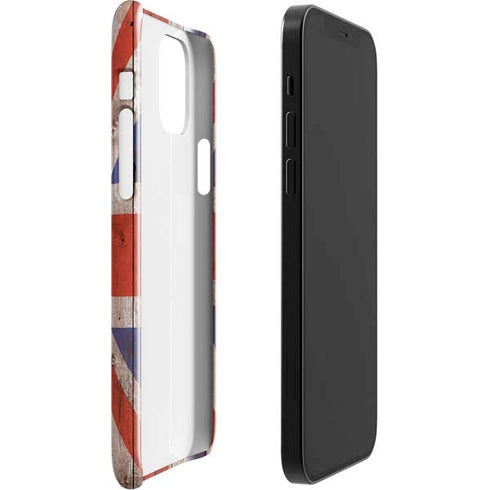 United Kingdom Flag Dark Wood iPhone 12 Mini Lite Case