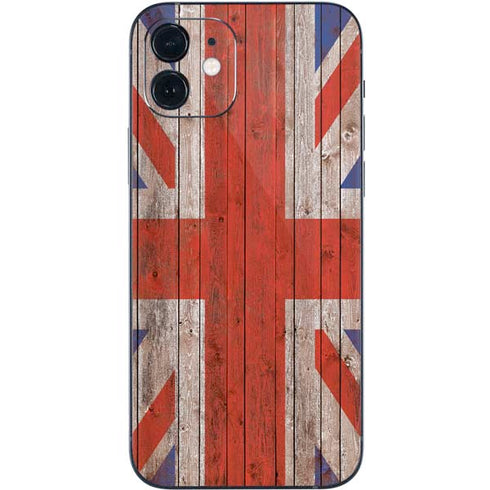 United Kingdom Flag Dark Wood iPhone 12 Mini Skin