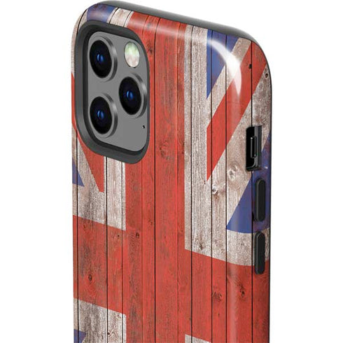 United Kingdom Flag Dark Wood iPhone 12 Pro Impact Case